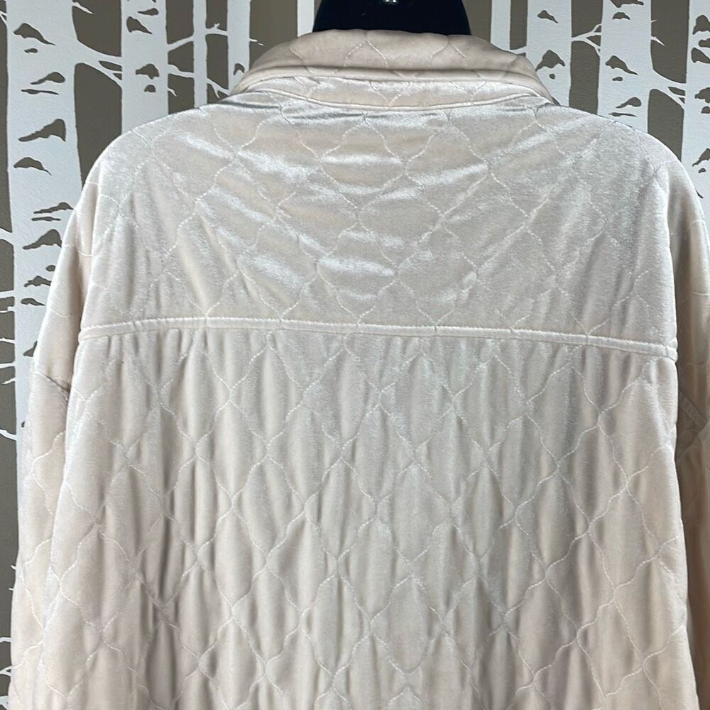 See And Be Seen Quilted Velour Jacket Shacket Ecru L - Picture 11 of 16